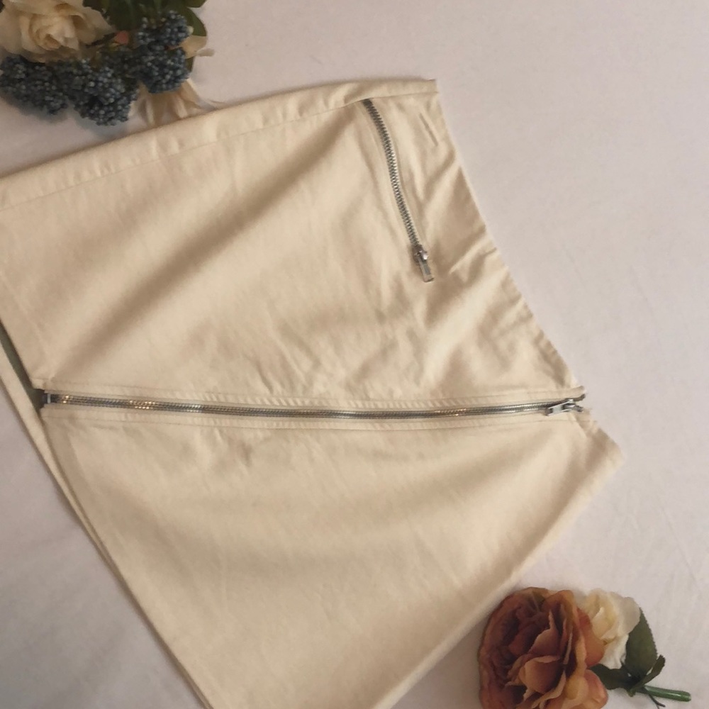 Leather faux skirt with silver front zippers